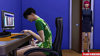 Step-Mom Stumbles Upon Step-Son Pleasuring Himself By Computer