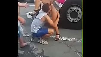 Man Gives Public Blowjob To Woman'S Vagina