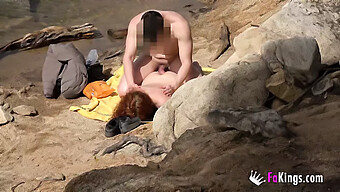 Spanish Lass Receives Facial And Shower At The Seaside