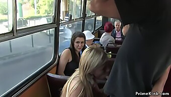 Public Bus Encounter Turns Into Facial For Fair-Haired Babe