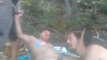 A Steamy Encounter At A Nude Beach With A Lucky Couple And Some Hot Fucking Action (Brazilian)