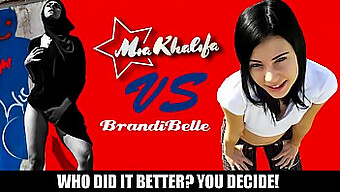 Mia Khalifa and Brandi Belle compete in a game of sexual prowess