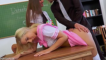 Naughty Schoolgirls Amirah Adara And Nesty Get Spanked And Taken By Their Professor