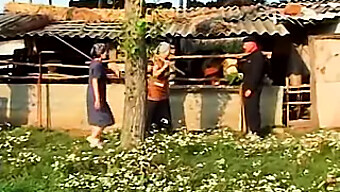 Mature Hungarian granny Janet indulges in peeing and intimate activities close to the barn