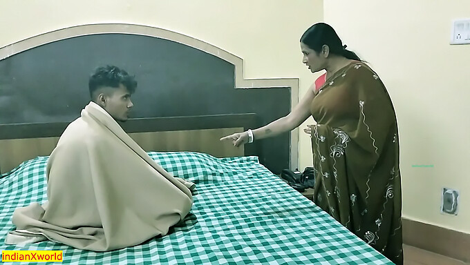 Bengali milf indulges in passionate sex with teenage son, featuring explicit audio and mature nipples