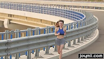 A Petite Brunette'S Steamy Post-Workout Session