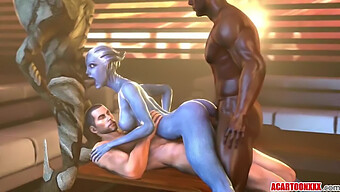 หน้าอกและตูดใหญ่ของ Liara T'Soni ถูกเจาะอย่างแรง