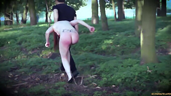 Redhead Forced Into Bondage And Punished With Large Sex Toy In Woods