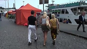 A Scandinavian Teen Engages In Anal Play During A Public Threesome