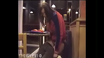 A Woman Urinates On A Restaurant'S Floor While Eating Quickly